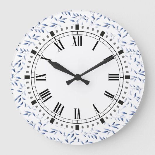 Blauw en wit Elegant Willow Pattern Grote Klok (Voorkant)