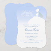 Blauw en Wit Elegante Bruids Douche Uitnodiging (Voorkant / Achterkant)