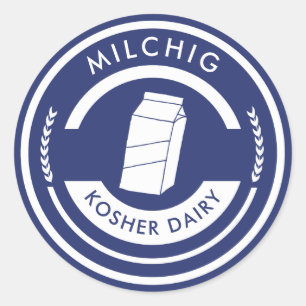 Blauw en wit etiket van melk Kosher Dairy