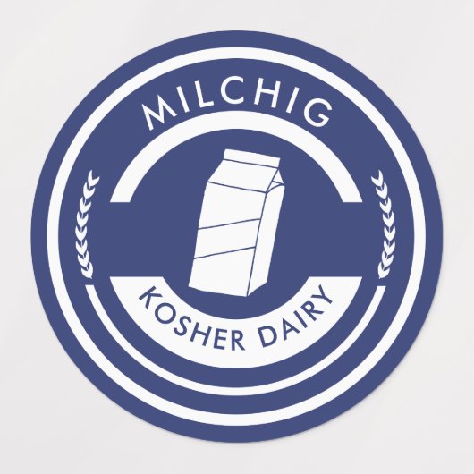 Blauw en wit etiket van melk Kosher Dairy Labels (Design 2)