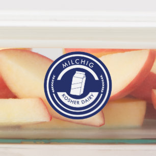 Blauw en wit etiket van melk Kosher Dairy Labels