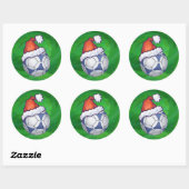 Blauw en wit feestelijk Voetbal op groen Ronde Sticker (Vel)