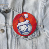 Blauw en wit feestelijk Voetbal op rood Ronde Button 4,0 Cm (In situ)