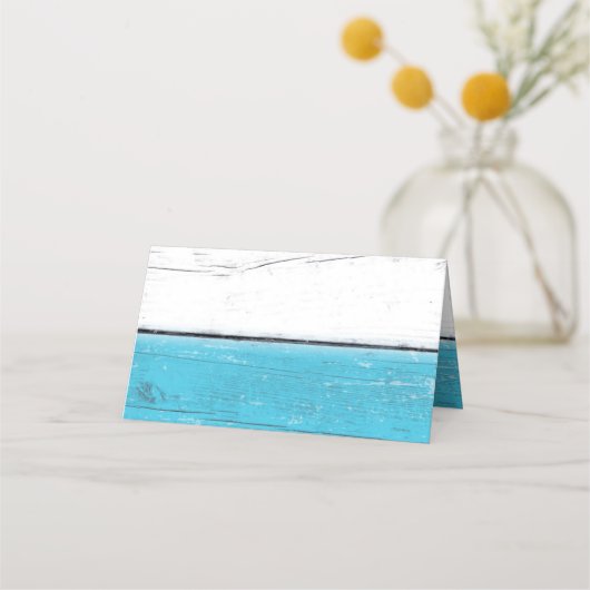 Blauw en wit Flamingo Gevouwen Plaats Kaarten (Achterkant)