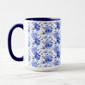  blauw en wit flessenpatroon, mok (Links)