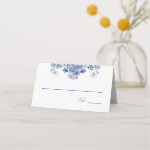Blauw en wit floral China Patroon met vogel