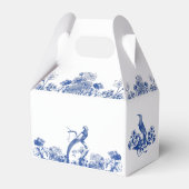 Blauw en wit floral China Patroon met vogel Bedankdoosjes (Achterkant)