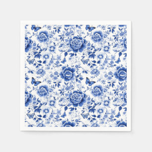 Blauw en wit Floral Chinoiserie Servet