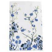 Blauw en wit Floral Gift Bag Medium Cadeauzakje (Voorkant)
