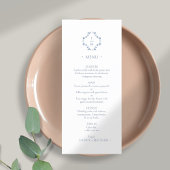 Blauw en wit | Floral Monogram Flat Wedding Menu