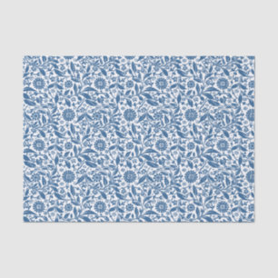  blauw en wit Floral Patroon Tissuepapier