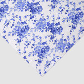 blauw en wit Floral Patroon Tissuepapier (Detail)