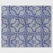 Blauw en wit Floral Pattern Cadeaupapier (Vlak)