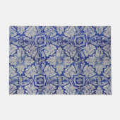 Blauw en wit  Floral Pattern Deurmat (Voorkant)