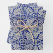 Blauw en wit  Floral Pattern Inpakpapier Vel (In situ)