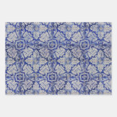 Blauw en wit  Floral Pattern Inpakpapier Vel (Voorkant)