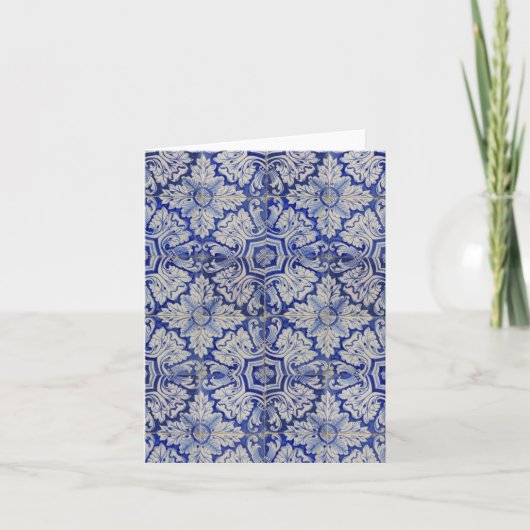 Blauw en wit  Floral Pattern Kaart (Voorkant)