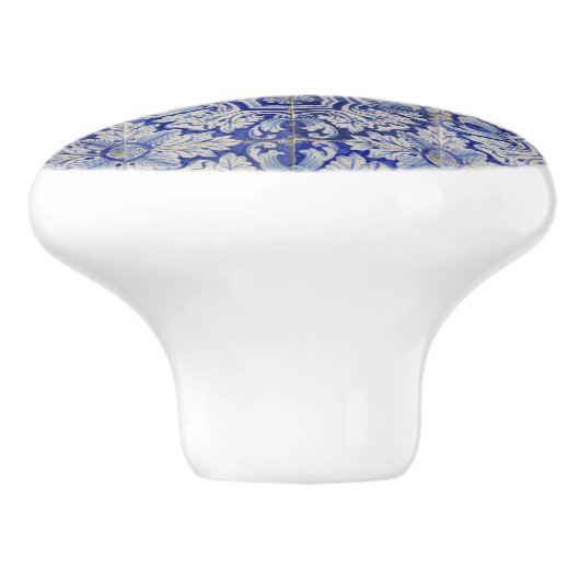 Blauw en wit Floral Pattern Keramische Knop (Zijkant)