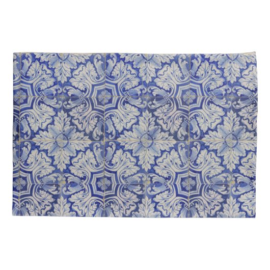 Blauw en wit  Floral Pattern Kussensloop (Achterkant-Links)