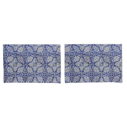 Blauw en wit  Floral Pattern Kussensloop (Voorkant-Set)
