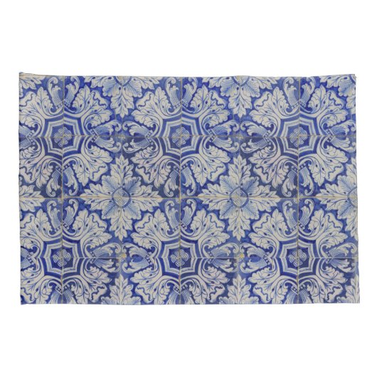 Blauw en wit  Floral Pattern Kussensloop (Achterkant-Rechts)