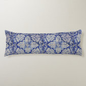 Blauw en wit  Floral Pattern Lichaamskussen (Voorkant)