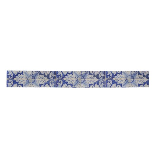 Blauw en wit  Floral Pattern Lint (Voorkant)