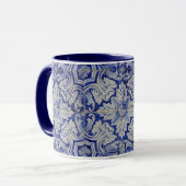 Blauw en wit  Floral Pattern Mok (Voorkant links)