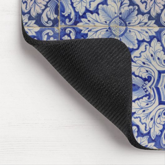 Blauw en wit  Floral Pattern Muismat (Hoek)