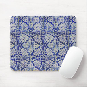 Blauw en wit  Floral Pattern Muismat