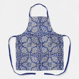 Blauw en wit  Floral Pattern Schort