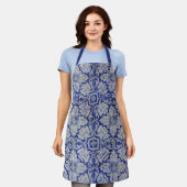 Blauw en wit  Floral Pattern Schort (Gedragen)