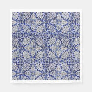 Blauw en wit  Floral Pattern Servet