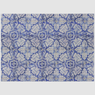 Blauw en wit  Floral Pattern Tissuepapier