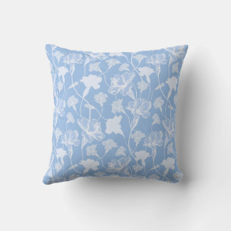 Blauw en wit floreel patroon kussen