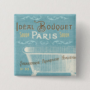 Blauw en wit Frans Bathtub Vierkante Button 5,1 Cm