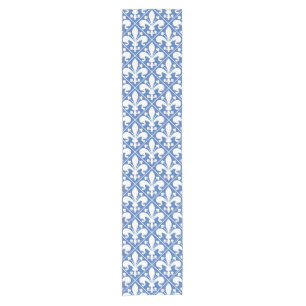  blauw en wit Frans Fleur de Lys Korte Tafelloper