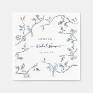 Blauw en wit Frans Vrijgezellenfeest Servet