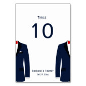 blauw en wit gay bruiloft tafel nummers Kaarten (Achterkant)