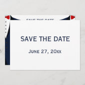 Blauw en wit gay trouwkaart Save The Date Kaart (Voorkant / Achterkant)