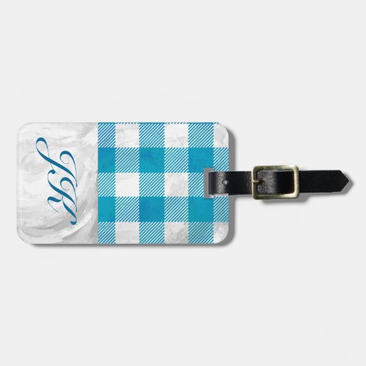 Blauw en wit Gecontroleerd Buffalo-spel Bagagelabel (Voorkant horizontaal)