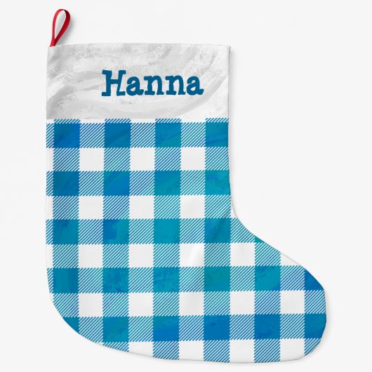 Blauw en wit Gecontroleerd Buffalo-spel Grote Kerstsok (Voorkant)