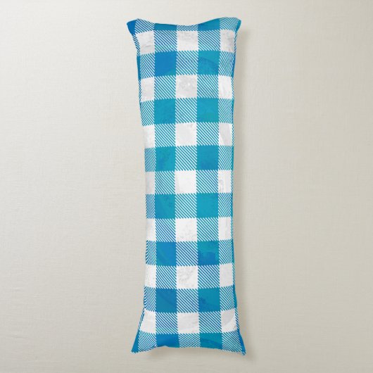 Blauw en wit Gecontroleerd Buffalo-spel Lichaamskussen (Voorkant Verticaal)