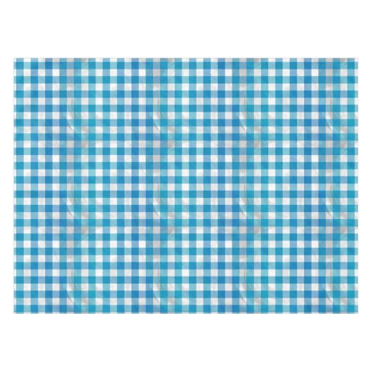 Blauw en wit Gecontroleerd Buffalo-spel Tafelkleed (Voorkant (Horizontaal))