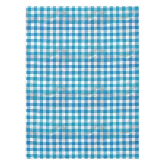 Blauw en wit Gecontroleerd Buffalo-spel Tafelkleed (Voorkant)