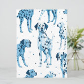 Blauw en Wit Geïllustreerd Dalmatisch | Verjaardag Kaart (Staand voorkant)