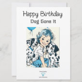 Blauw en Wit Geïllustreerd Dalmatisch | Verjaardag Kaart (Achterkant)