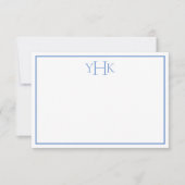 Blauw en wit gemerkt vlak notitiekaart kaart (Voorkant)