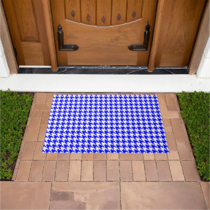 Blauw en Wit geometrisch Houndstooth patroon Deurmat