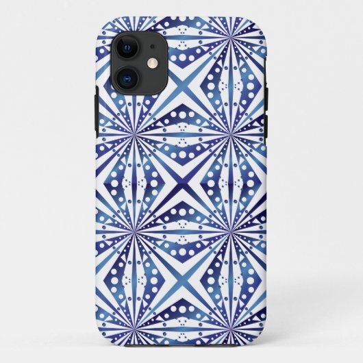 Blauw en wit geometrisch patroon Case-Mate iPhone case (Achterkant)